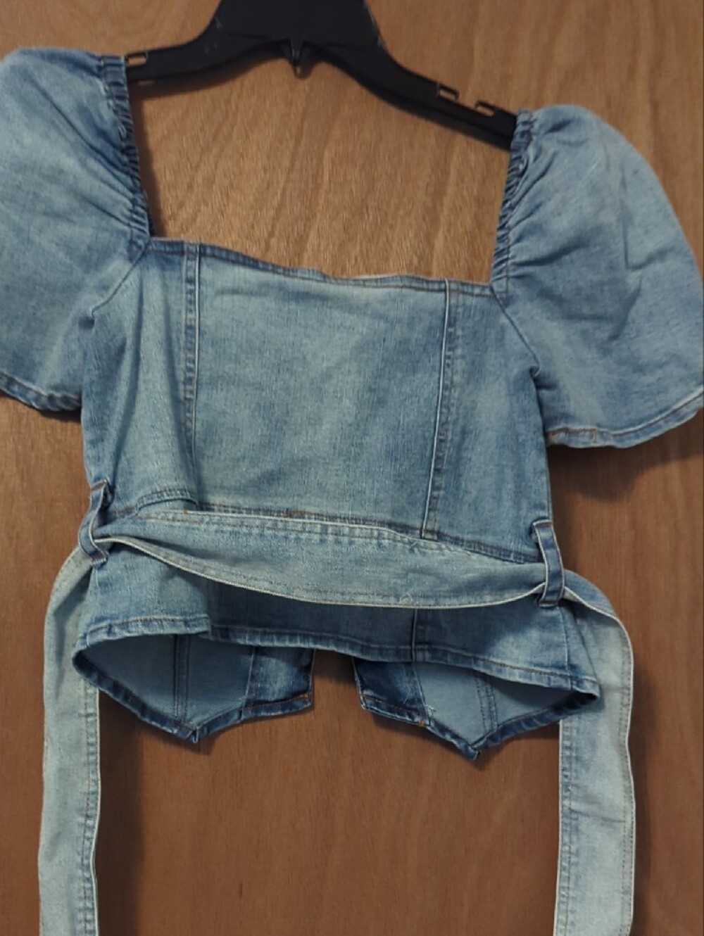 Forever 21 Light Blue Denim Puff-Sleeve Corset Top - Picture 13 of 13